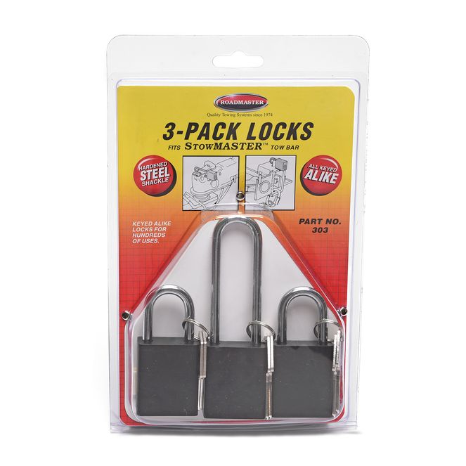 303 - 2-pack Quick-Disconnect Padlocks and 1 coupler padlock - keyed alike