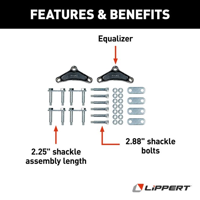 121097 - Trailer Axle Double-Eye Suspension Kit - 2,200-8,000-lb. Tandem Axles, 33" Axle Spacing