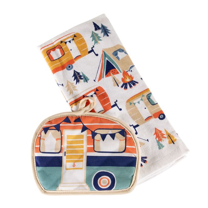 2023051697 - Kitchen Towel & Potholder Set - Camp Print, 2 Pieces