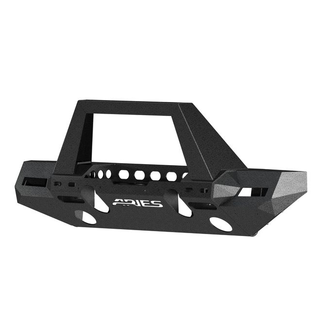 ARIES 2082099 TrailChaser Black Aluminum Front Bumper with Brush Guard and Winch Mount, Select Jeep Wrangler JL, Gladiator