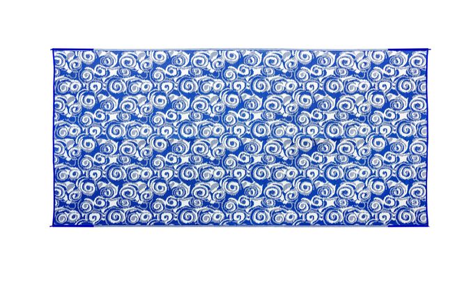42841 - Outdoor Mat - 8' x 16' Swirl, Blue/White (E/F)