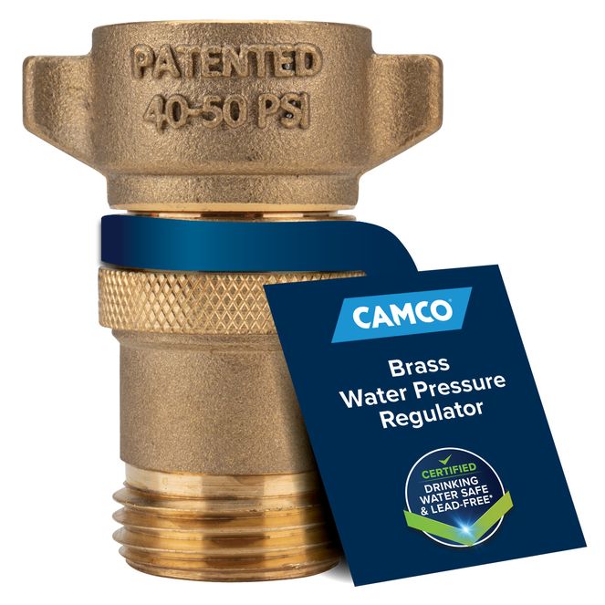 40055 - Brass Marine/RV Water Pressure Regulator – Protects RV Kitchen Small Appliances, Plumbing & Hoses – Reduces RV Water Pressure to Safe & Consistent 40-50 PSI – Drinking Water Safe