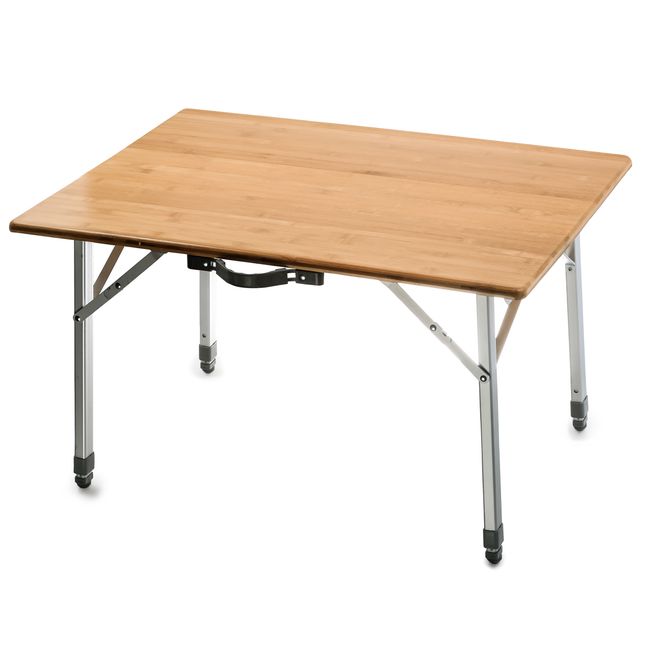 51893 - Folding Bamboo Table -Measures 31.4" x 23.6" w/ Adjustable Height of 18” - 26” - Weight Limit of 110lbs. - Features Folding Legs for Easy Storage - Ideal for Tailgating, Camping & More ( )