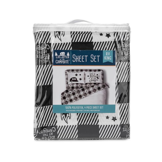 53474 - Premium RV King Bed Sheet Set, Buffalo Plaid
