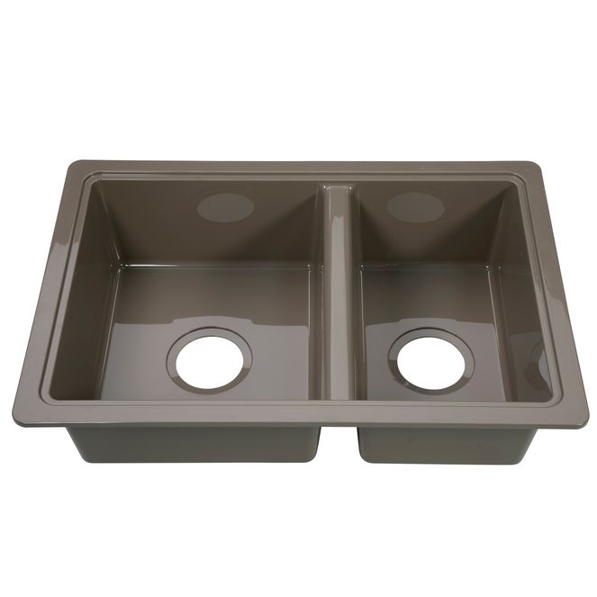 808488 - RV Double Kitchen Galley Sink - 25" x 17" x 6.6" Stainless Steel Color ABS Plastic