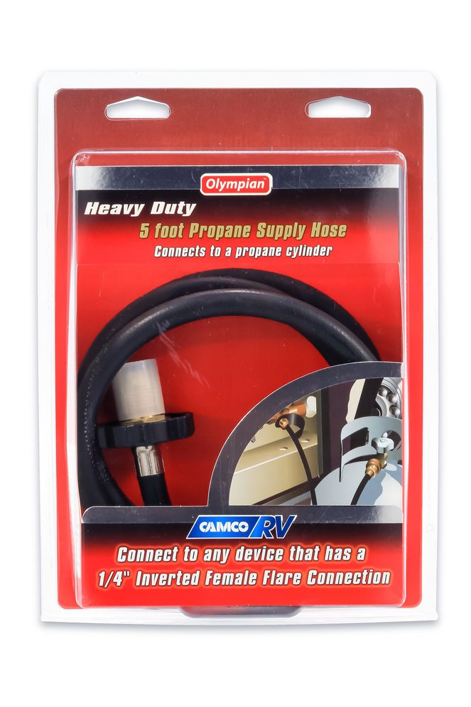 59033 - Camco Heavy-Duty RV Propane Supply Hose, 5-Foot, POL x 1/4-Inch Inverted Male Flare Connection