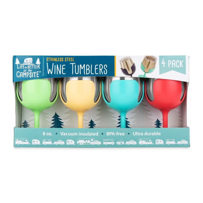 53068 - Wine Tumbler Set, 4-Pack (Green/Yellow/Blue/Pink)