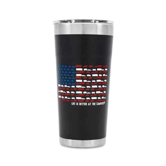 53065 - 20 oz. Stainless Steel Tumbler, RV U.S. Flag on Charcoal