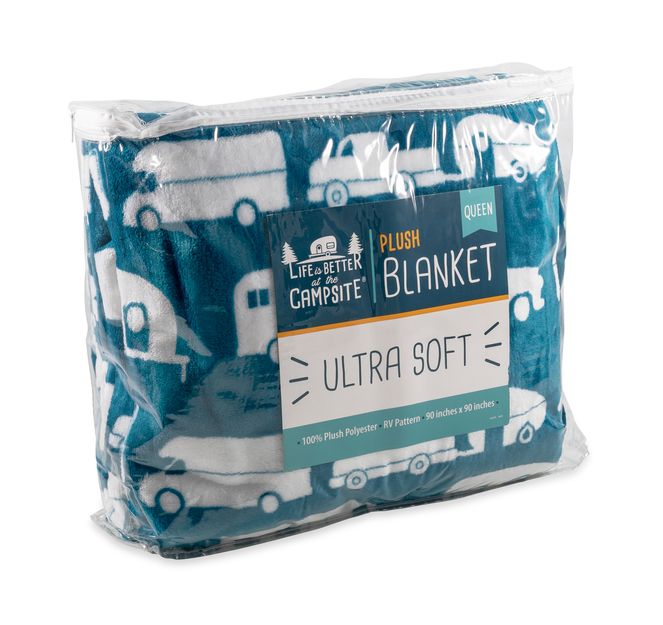 53440 - LIBATC - Fleece Blanket, Blue, Queen