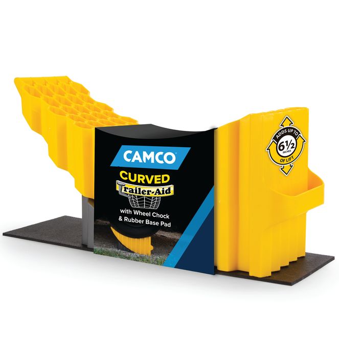 44436 - Curved Trailer-Aid with Chock and Pad — Heavy-Duty Honeycomb Design — Holds up to 9,000 lb — Compatible w/Trailers Up to 20,000 lb with Tires up to 32" in Diameter