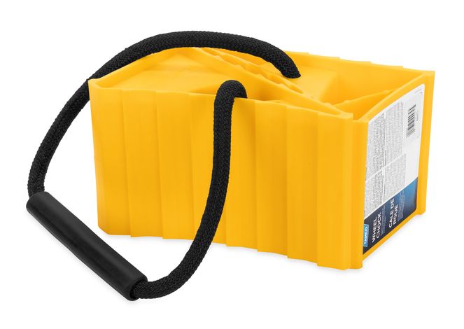 44470 - Double RV Wheel Chock with Rope, For Tires Up to 26", Keeps Your Trailer Securely In-Place for Easy Re-Hitching, Connecting Rope Provides Safe & Simple Removal from Wheel, Made in the USA