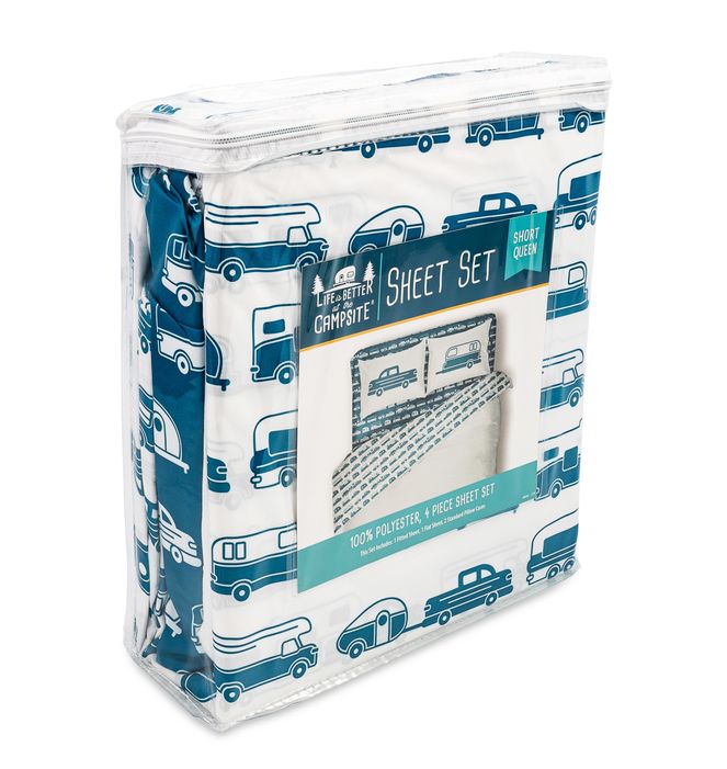 53298 - LIBATC, Sheets Blue/White RV Pattern, Short Queen