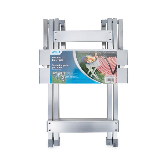 51890 - Aluminum Small Outdoor Side Table - Folding Camping Table Supports Up to 130lb - Features Durable Aluminum Construction - Collapses for Easy RV Storage
