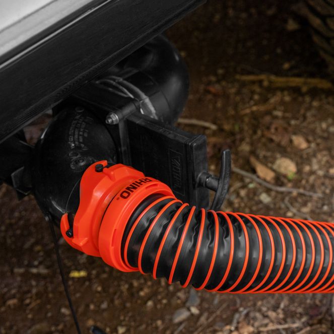 39863 - Camco RhinoEXTREME 10' RV Sewer Hose Extension Kit with Pre-Attached Rhino Swivel Bayonet & Reusable Locking Rings — Crush & Abrasion-Resistant Hose