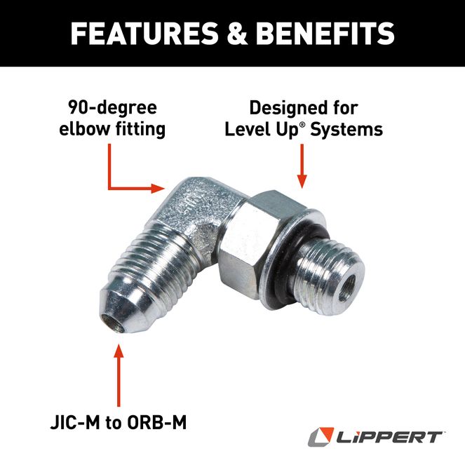 113128 - 1/4" 90° Elbow Hydraulic Leveling System Fitting #6801-04-04