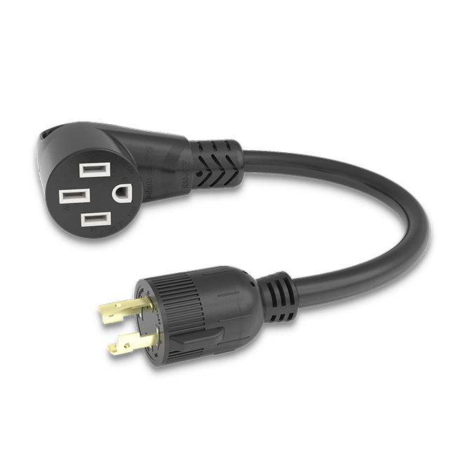 2021123845 - Pigtail Adapter - 50A Connector to 30A 4-Prong Plug, Black #FP52GEN4-SB