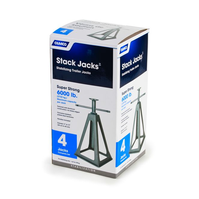 44560 - Aluminum Stack Jacks — Stabilize & Position Your RV, Trailer Or Camper —Supports Up to 6,000 lb — Extends 11" - 17" — Pack of 4