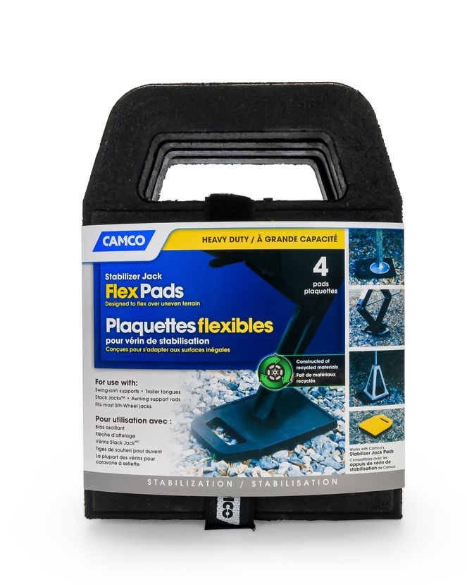 44591 - RV Stabilizer Jack Flex Pads — 6 3/16" x 6 3/16" — Anti-Sinking Stability On Any Terrain — Durable UV-Resistant & Weatherproof Rubber Construction — 4-Pack