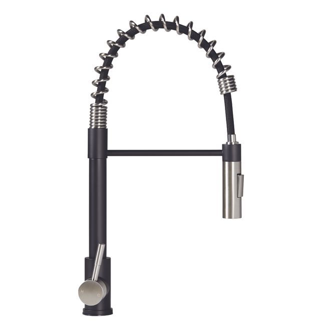 2022109922 - Flow Max™ Coiled Kitchen Faucet - Black/Stainless Steel
