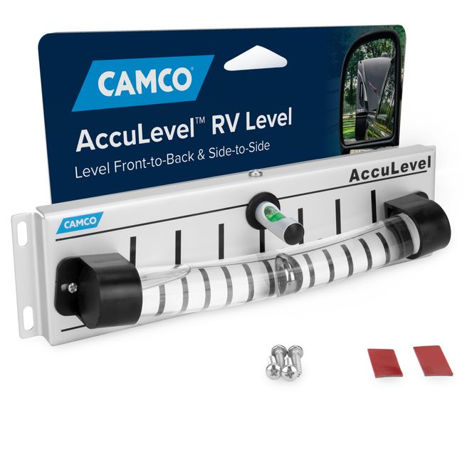 25563 - Camper/RV AccuLevel – Camper Leveling System Easily Levels Your RV with Front-to-Back and Side-to-Side Indicators – Mounts to Front of Trailer
