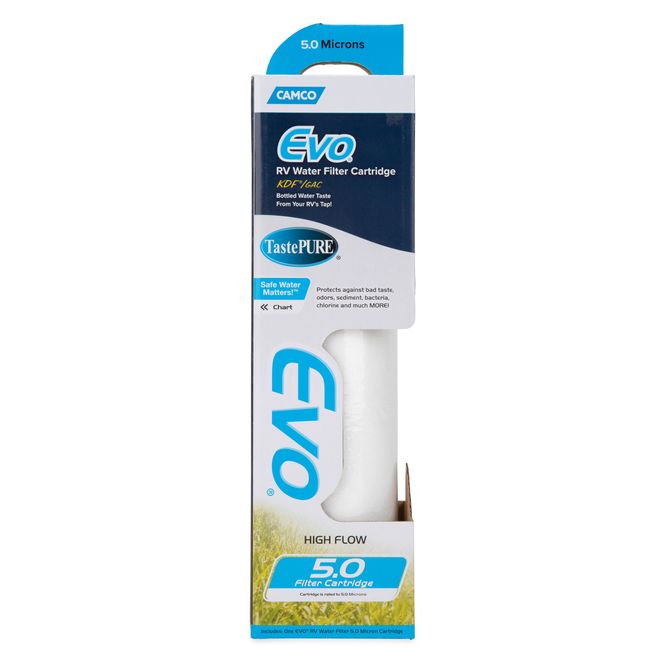40621 - Camco Evo Premium RV Water Filter Replacement Cartridge — Enjoy Fresh, Clean, Great-Tasting Water in Your Camper with GAC and KDF Filtration