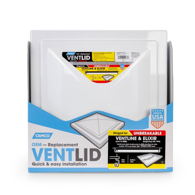 40187 - Vent Lid,Ventline pre'08/Elixir'94-up White (Polycarb), PDQ