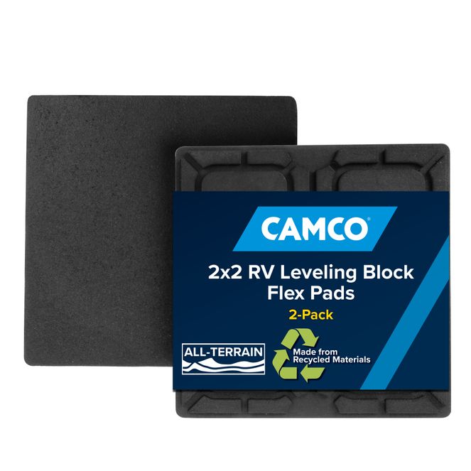 44600 - Camper/RV Leveling Block Flex Pads – Non-Slip Design – Great for Gravel, Tree Roots & Uneven Surfaces – Measures 8 1/2" x 8 1/2" – 2-Pack