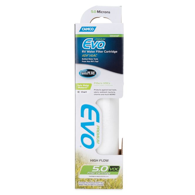 40624 - Camco Evo Premium RV Water Filter Replacement Cartridge — Filters VOCs — Enjoy Fresh, Clean, Great-Tasting Water in Your Camper with GAC and KDF Filtration