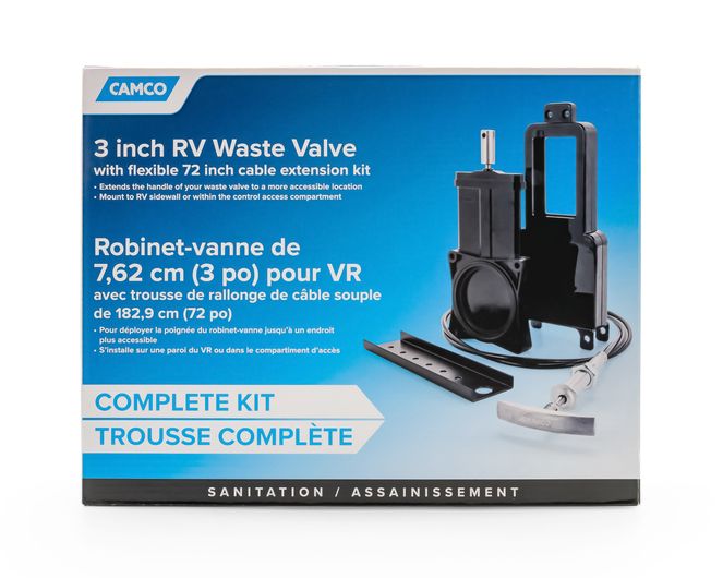 39519 - 3-Inch RV Waste Valve with Flexible 72-Inch Cable Extension Kit