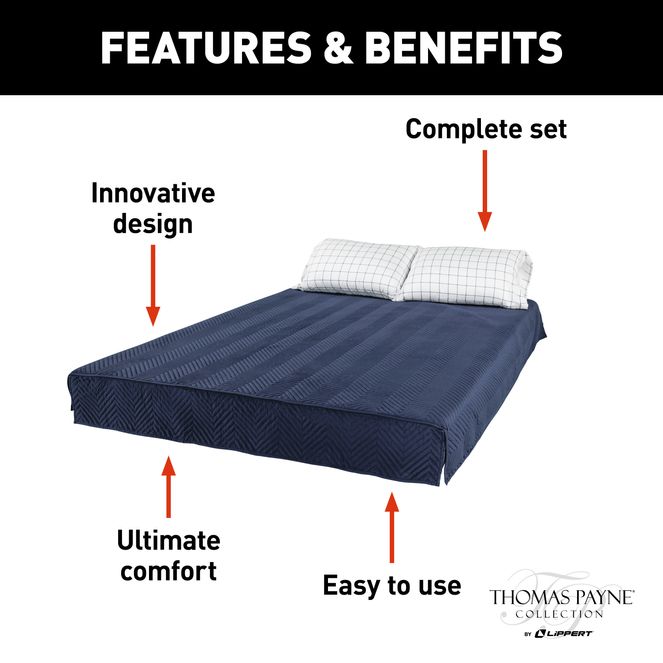 2022107826 - Easy Zzzs™ RV Bedding Set - Narrow King, Navy