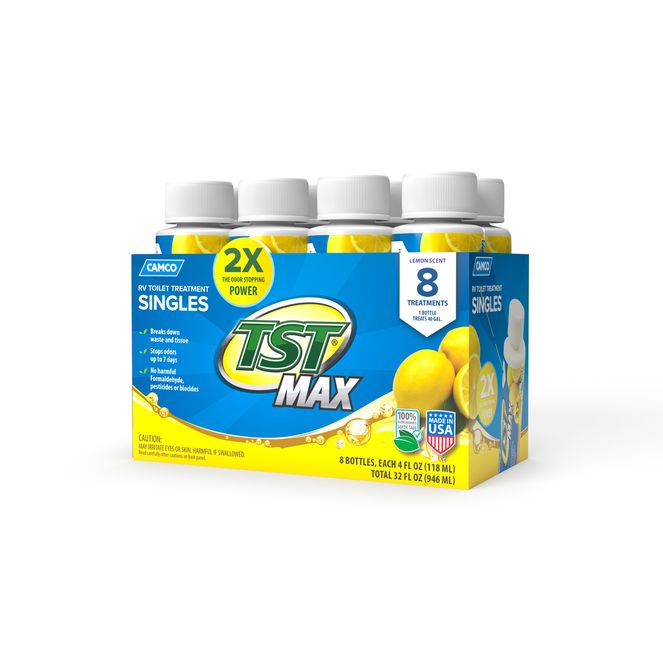 41571 - MAX RV Toilet Treatment Singles, Lemon, (8) 4 oz. Bottles