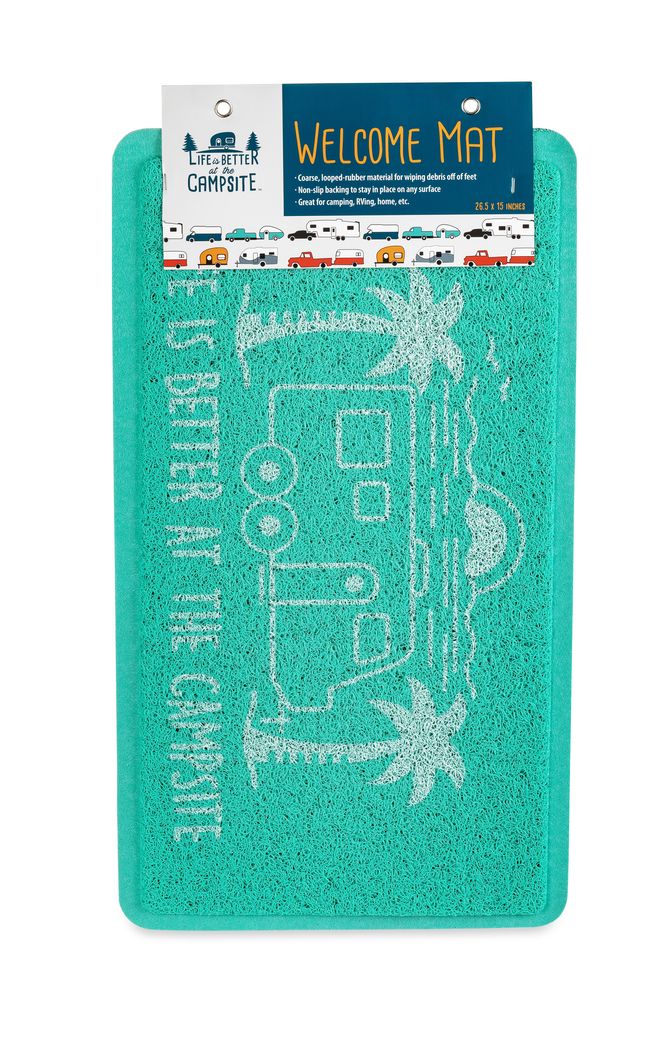 53447 - LIBATC - Scrub Rug, Teal Travel Trailer, 26.5"x15"