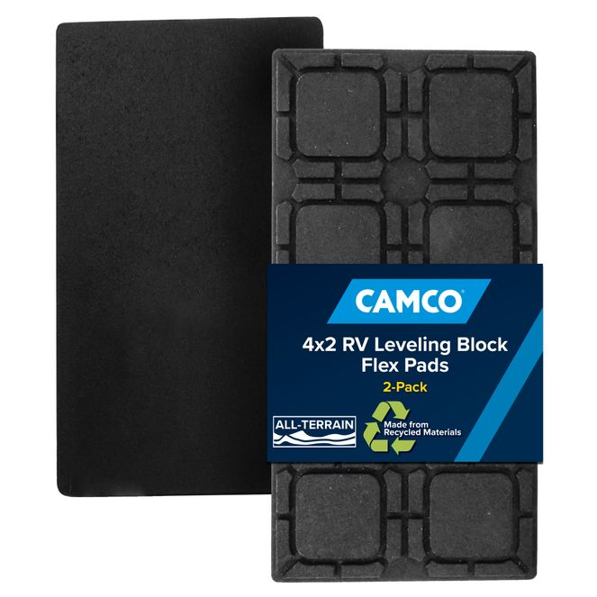 44601 - Camper/RV Leveling Block Flex Pads – Non-Slip Design – Great for Gravel, Tree Roots & Uneven Surfaces – 4x2 Blocks Measure 8 1/2" x 17" – 2-Pack