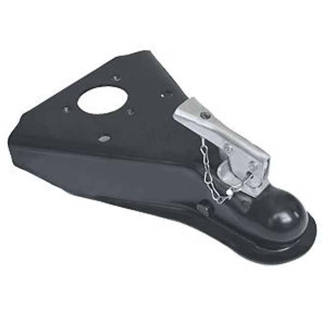 87077 - Weld On To50 Deg Angle Frames 5K Gross Wt Cap 2" Ball Wedge Latch & Chain Black