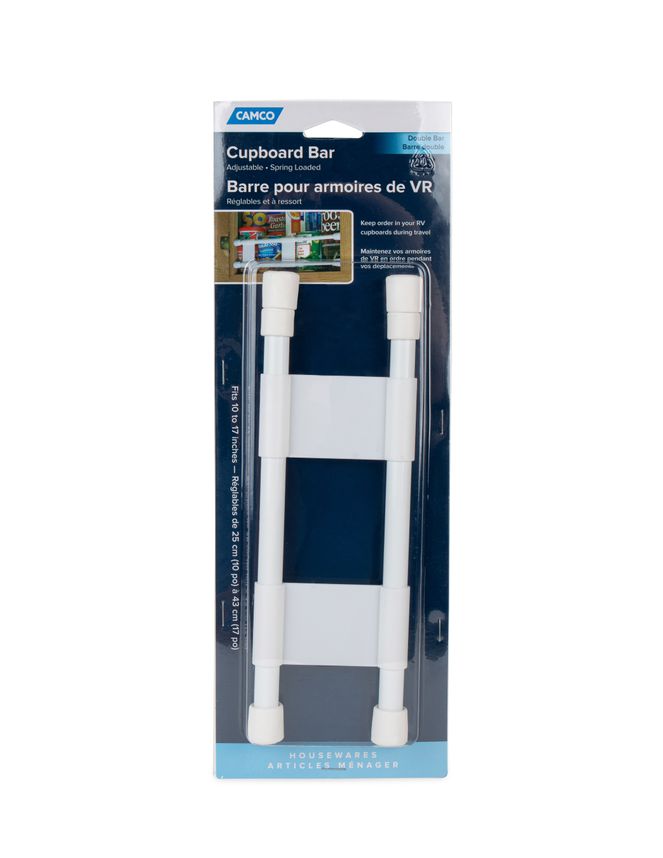 44093 - RV Cupboard Double Bar- 10-Inch to 17-Inch, White