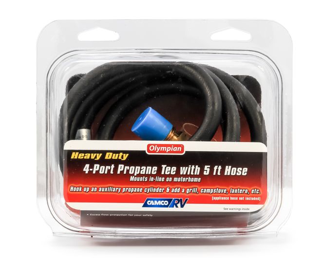 59125 - BrassTee w/4 ports, w/5' Hose, Clamshell