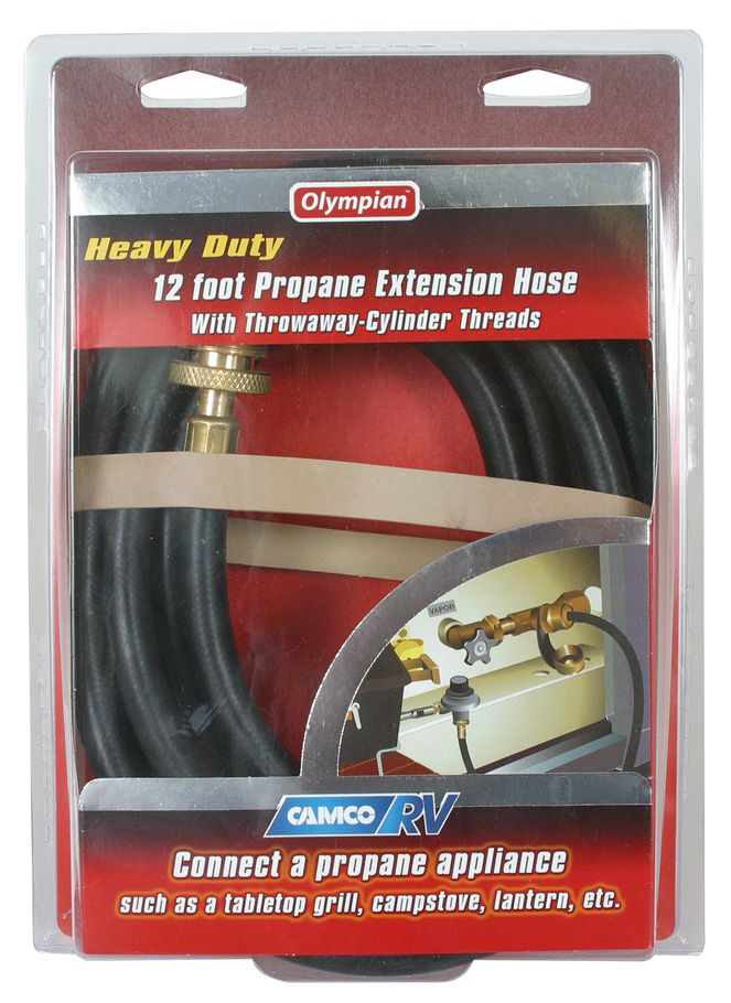 59043 - Propane Extens Hose, 12' Male/Female Throwaway Conn,Clam
