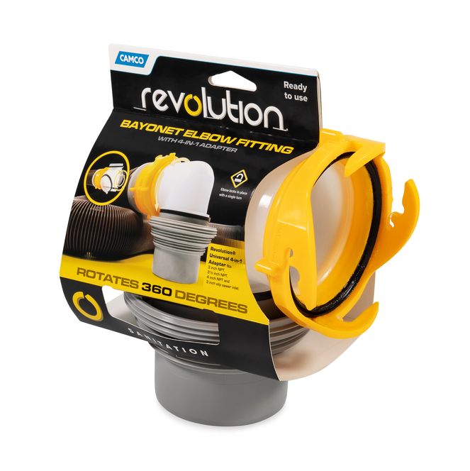 39471 - Revolution Bayonet Elbow- RV Sewer Hose Fitting with 4-in-1 Adapter
