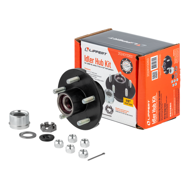2024013263 - Idler Hub Complete Kit with Installed Bearings - 3,500-lb. Axles, 5 on 4-1/2" Bolt Pattern, 1/2" Stud Size