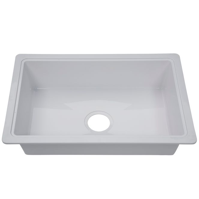 809032 - RV Single Kitchen Galley Sink - 25" x 17" x 6.6" White ABS Plastic