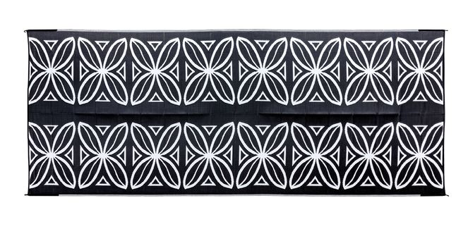 42833 - Outdoor Mat - 8' x 20' Botanical, Charcoal/White (E/F)