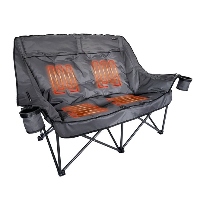 2024043335 - Big Bear Heated Folding Loveseat - Dark Grey