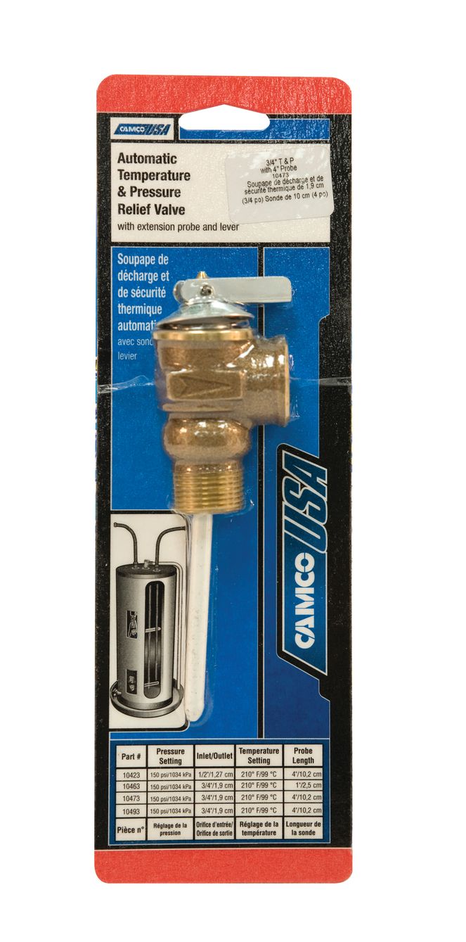 10471 - T&P Valve 3/4" w/4" Probe Coated 150psi (E/F)(BULK)