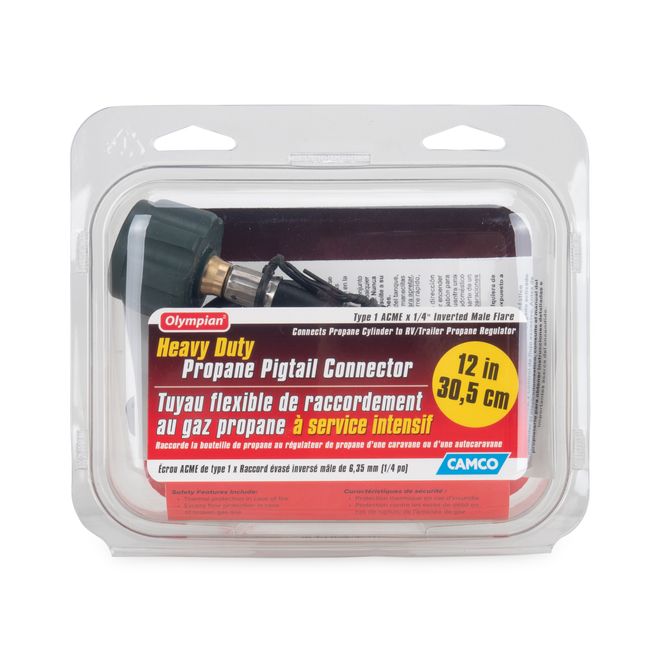 59053 - 12" RV Propane Pigtail Hose Connector, Heavy-Duty Type 1 ACME x ¼" Inverted Male Flare, Essential RV Accessory for Connecting Propane Tanks to RV or Trailer Regulators