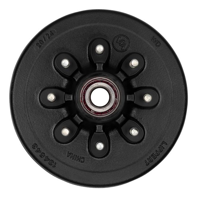 2024013261 - 12" Brake Hub Complete Kit with Installed Bearings - 7,000-lb. Axles, 8 on 6-1/2" Bolt Pattern, 9/16" Stud Size
