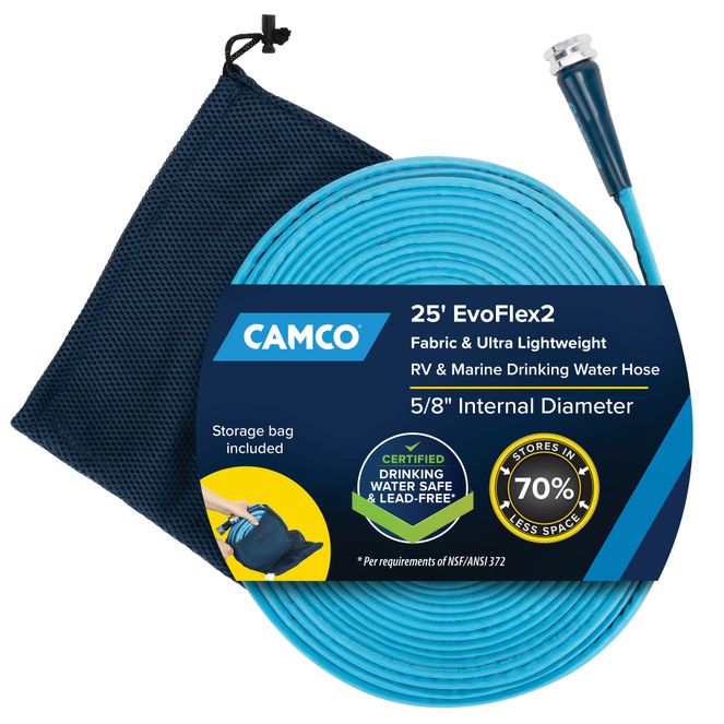 22577 - EvoFlex2 25' Professional Elite Marine/RV Drinking Water Hose, For Drinking Water, Certified Lead-Free, Anti-Kink Design, Durable Fabric Exterior, UV Stabilized for Strength, 5/8" ID