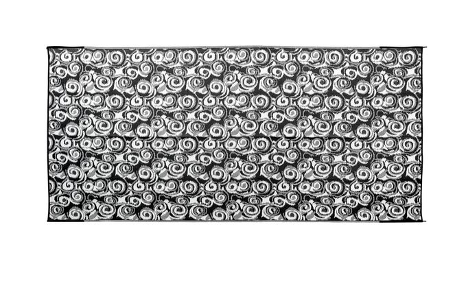 42843 - Reversible RV Awning & Outdoor Mat- 8' x 16' Swirl, Charcoal/White