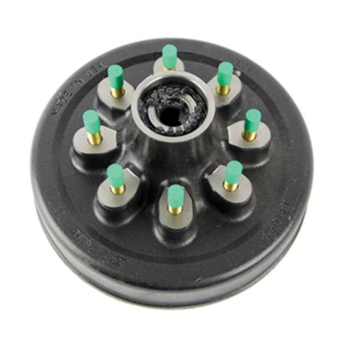 2772101 - 12-1/4" Standard Threaded Brake Hub Assembly with Races & Wheel Studs - 8,000-lb. Axles, 8 on 6-1/2" Bolt Pattern, 9/16" Stud Size (Bulk Pallet)