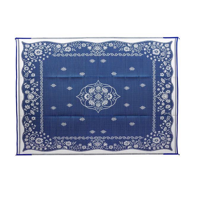 42851 - Outdoor Mat - 9' x 12' Oriental, Blue/White (E/F)