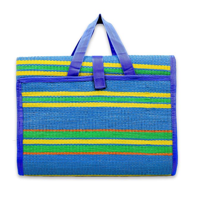 42814 - Handy Mat w/Strap, 72"x108" Blue/Green AsymmetricStripe(E/F)